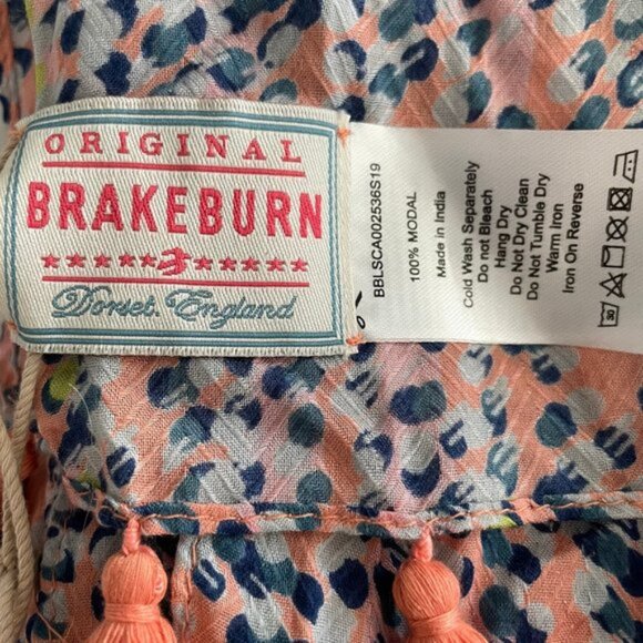 Brakeburn Original Ladies Collection Spots Tassel Modal Scarf Coral Blue OS NWT - Picture 9 of 11